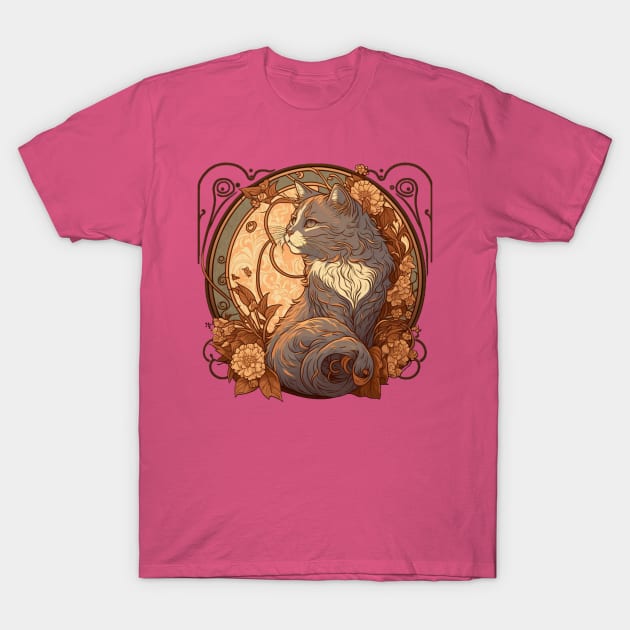 Art Nouveau Kitty T-Shirt by Pacific Cauldron